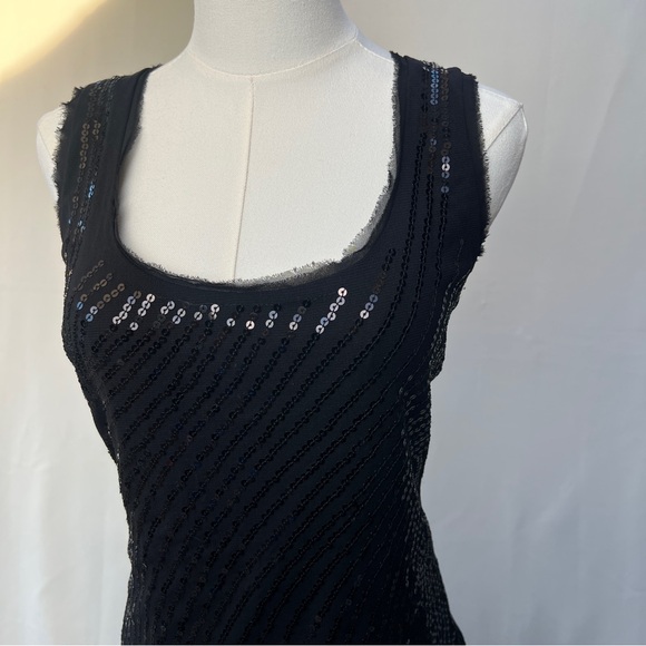 White House Black Market | Shimmering Sequin Black Tank Top - Picture 9 of 10